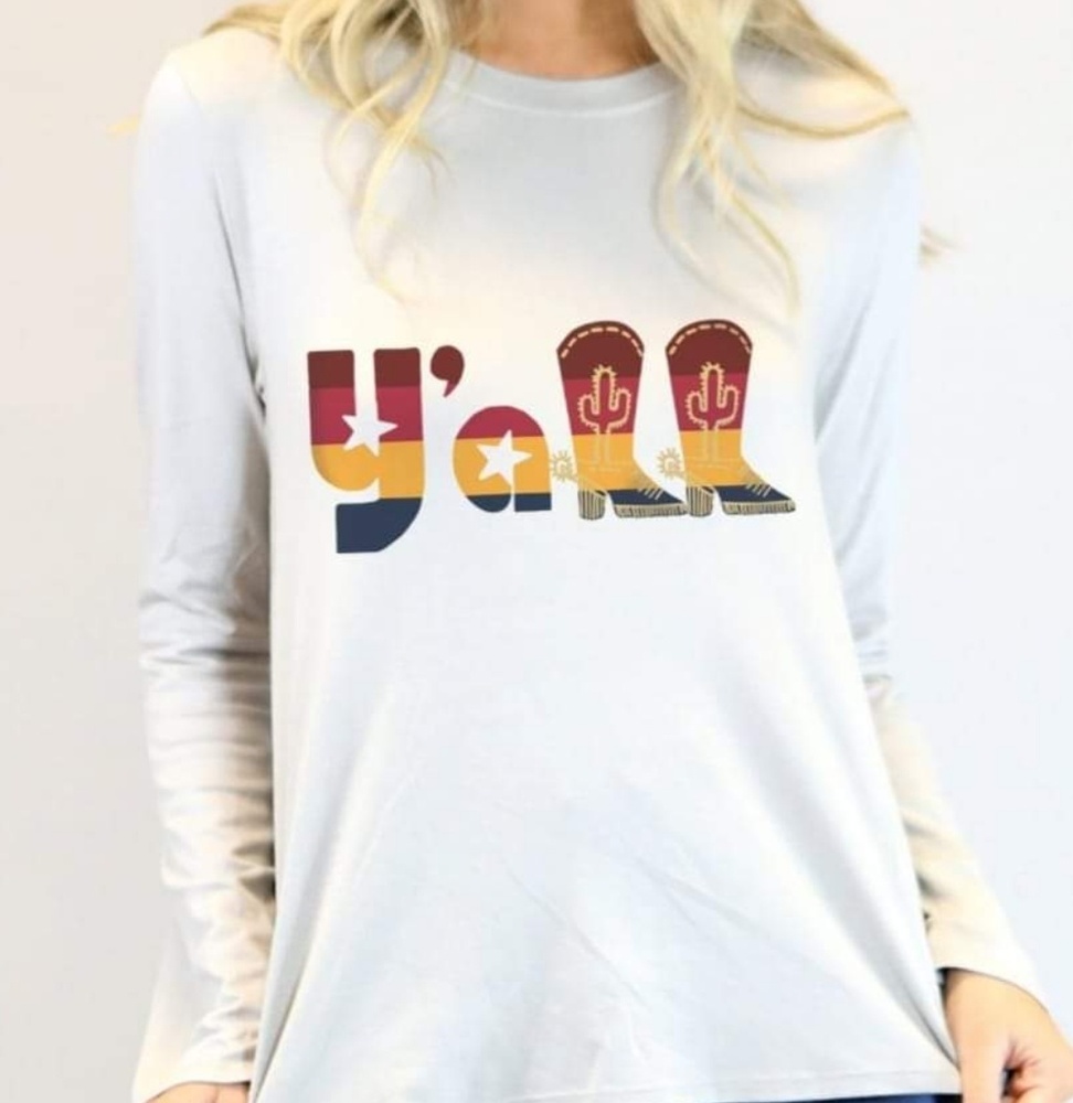 Judith March bell sleeve Y'all shirt
